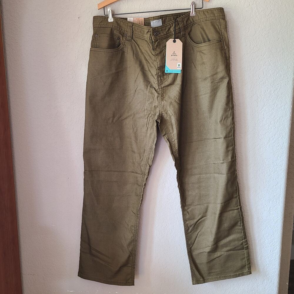 Prana‎ Mens 40x28 Peat Green Bridger Jean Pant 5 Pocket Outdoor Straight Hiking